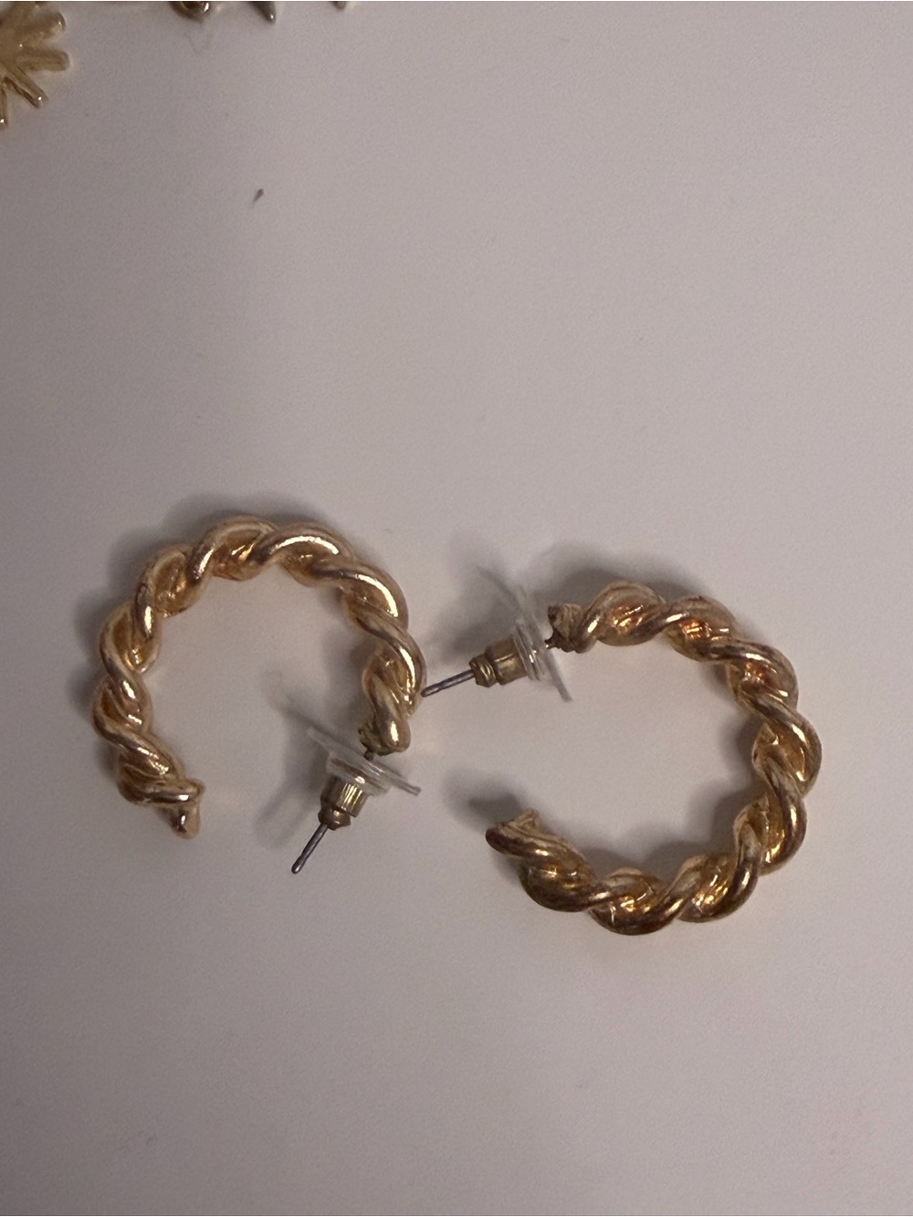Gold-Tone Twisted Hoop Earrings - Elegant Women Jewelry